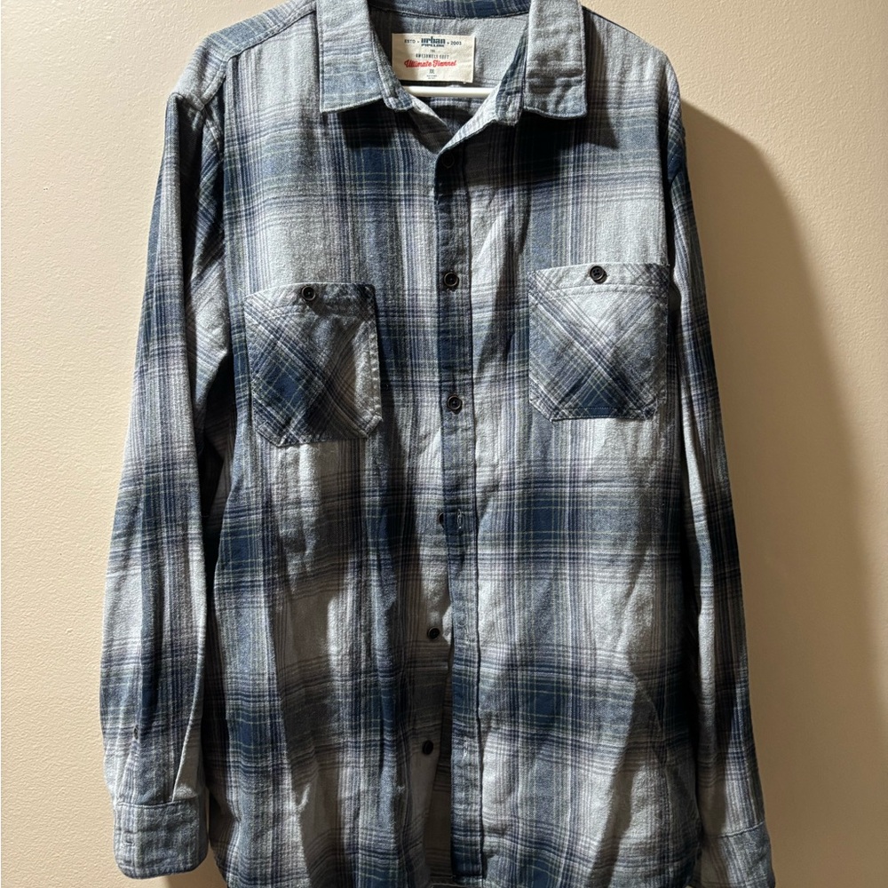 Urban Pipeline Gray and Blue Plaid Shirt
